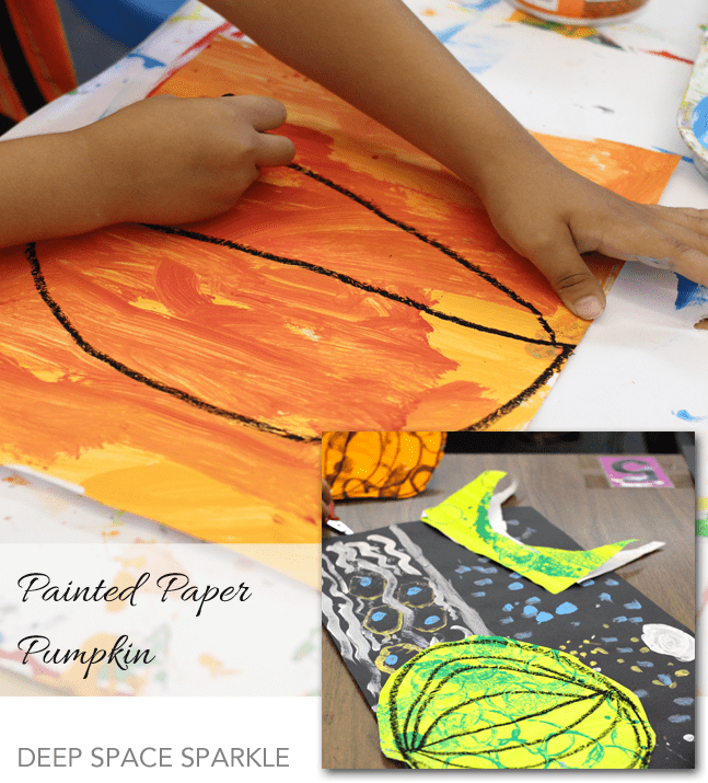 Kids practice their painting, drawing, cutting and pasting skills in this easy pumpkin art project