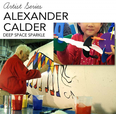 Kids create an abstract painting just like American artist, Alexander Calder. Easy art activity for boys and girls ages seven-ten.