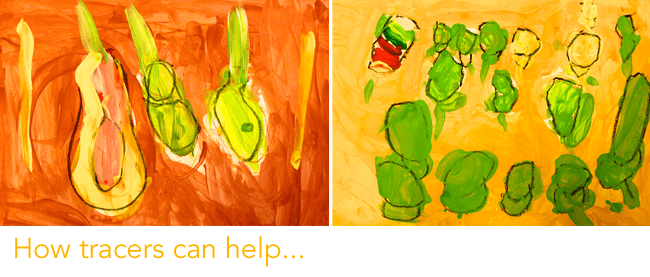 Kids paint a beautiful pear still-life observation painting