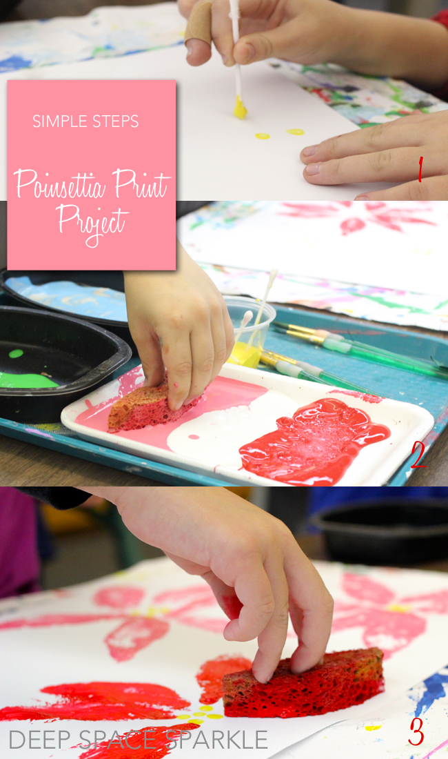 Poinsettia print art project: simple kid’s art and craft activity for the holidays.