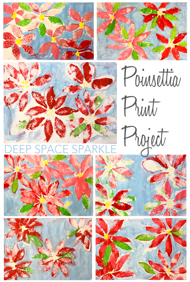 Poinsettia print art project: simple kid’s art and craft activity for the holidays.