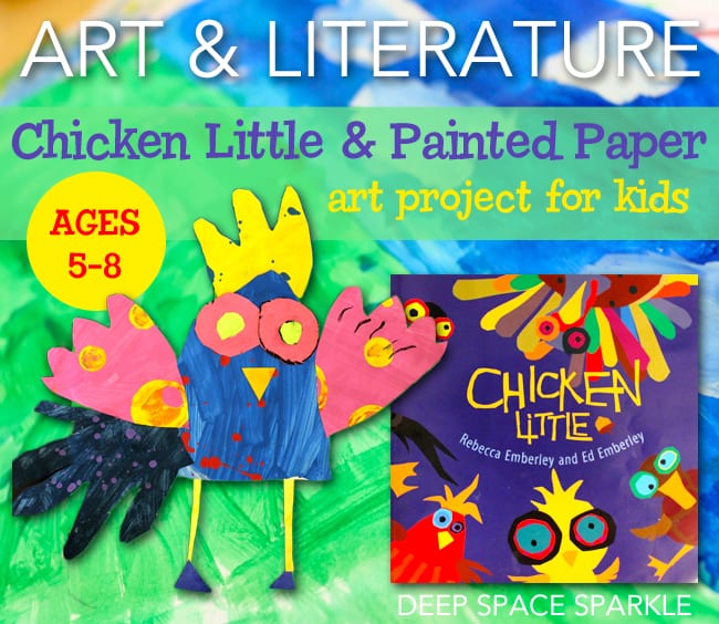 Collage art and craft project for kids based on the book, Chicken Little. Art & Literature art projects by Deep Space Sparkle