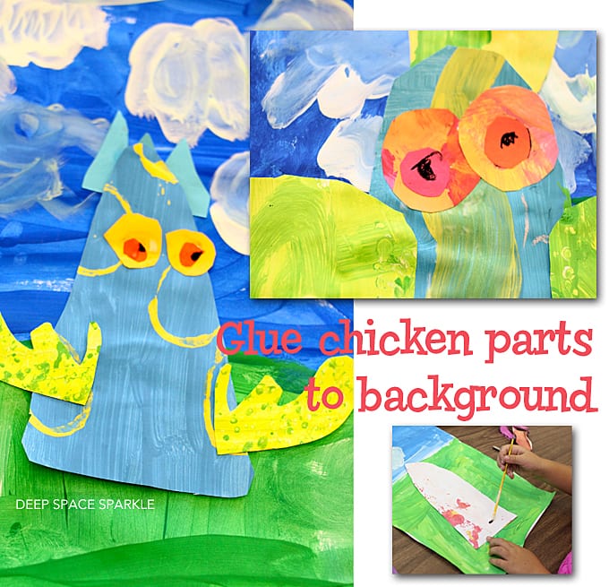 Collage art and craft project for kids based on the book, Chicken Little. Art & Literature art projects by Deep Space Sparkle