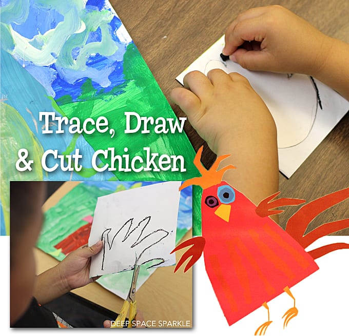Collage art and craft project for kids based on the book, Chicken Little. Art & Literature art projects by Deep Space Sparkle