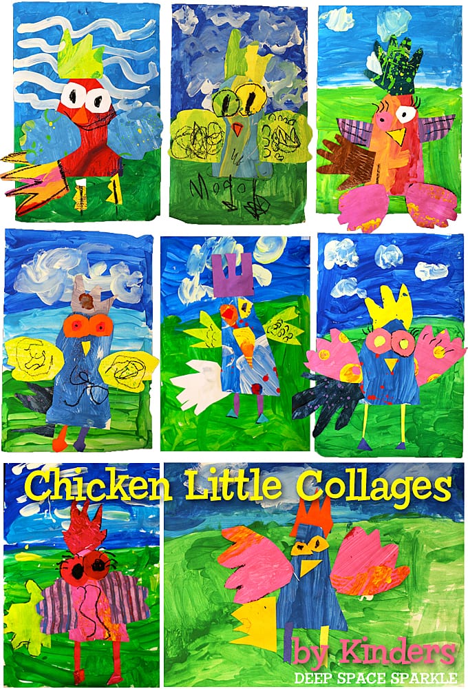 Collage art and craft project for kids based on the book, Chicken Little. Art & Literature art projects by Deep Space Sparkle