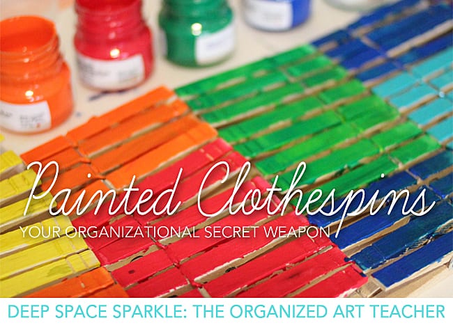 How to organize artwork using clothespins. Art Organization tips from Deep Space Sparkle