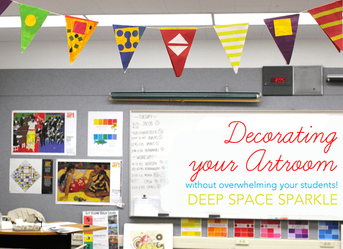 Decorating your art room. How to make colorful banners for your art room or studio.