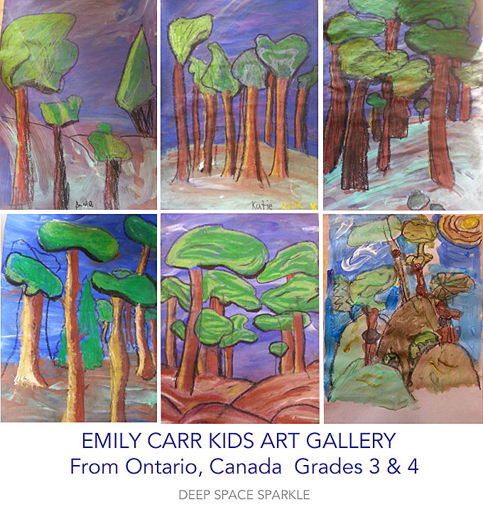 Third and fourth grade students from Ontario, Canada create amazing Emily Carr-Inspired trees and forests. Art Lesson from Deep Space Sparkle