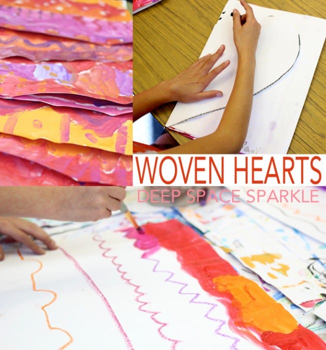 Inspired by Picasso’s rose period, boys and girls painted and weaved their way to a beautiful heart art project.