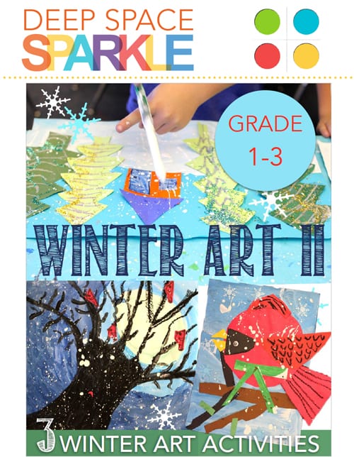 Three Winter Art lesson for ages 5-8 that focuses on easy art techniques, drawing instructions and literature.