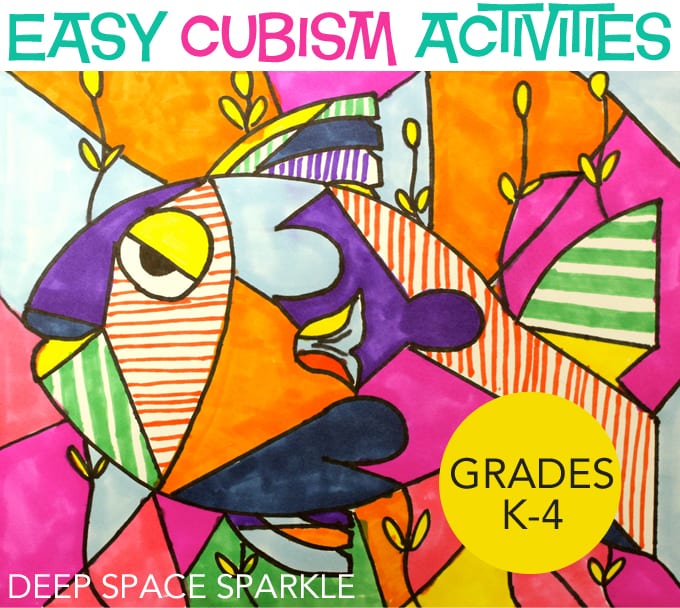 An easy cubism art project to do with your kids. All you need is card stock and some colored markers.