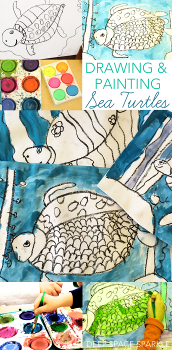 drawing and painting sea turtles for kids art in the classroom