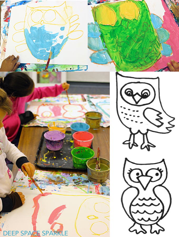 Teach your kids how to draw and paint a cute, colorful owl. Owl art project for kids.