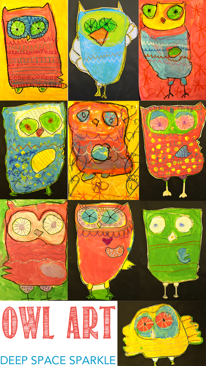 Teach your kids how to draw and paint a cute, colorful owl. Owl art project for kids.