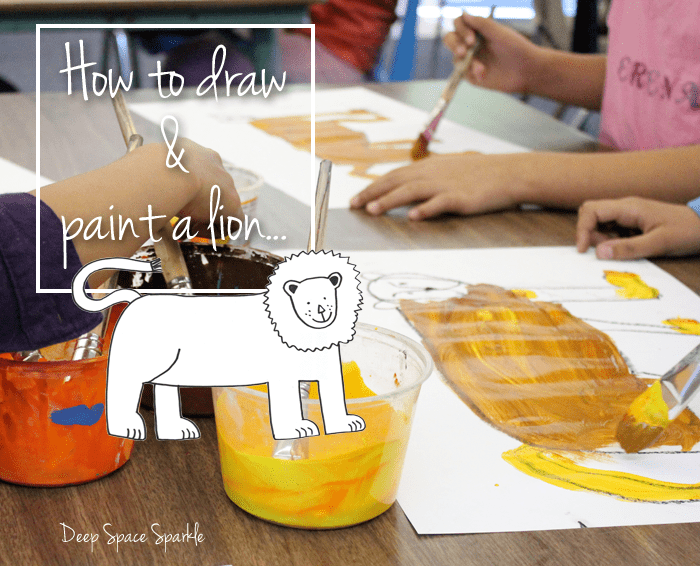 Children draw and paint a lion based on the book, How Loud is a Lion?