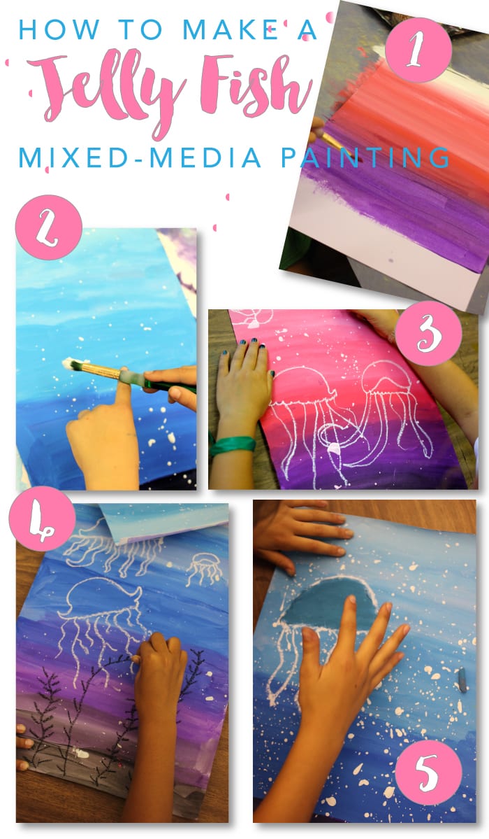 Jellyfish art project for boys and girls. Super easy drawing & painting project from Deep Space Sparkle