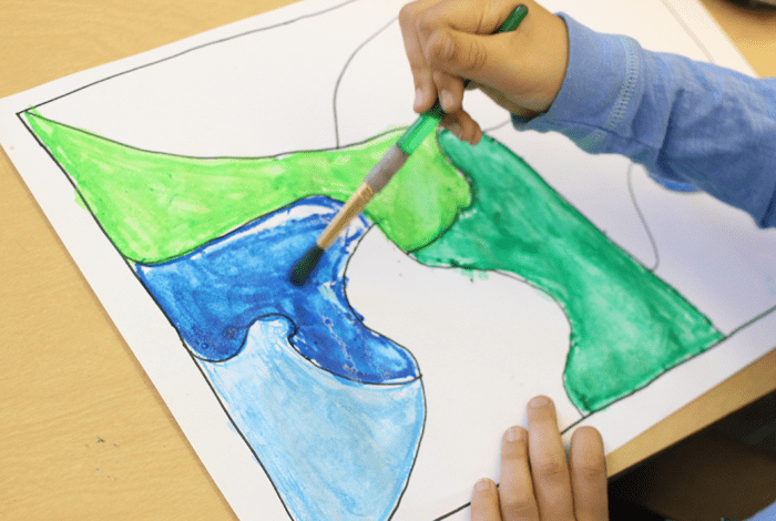 Using water-soluble oil pastels to create an easy abstract painting--without the mess.