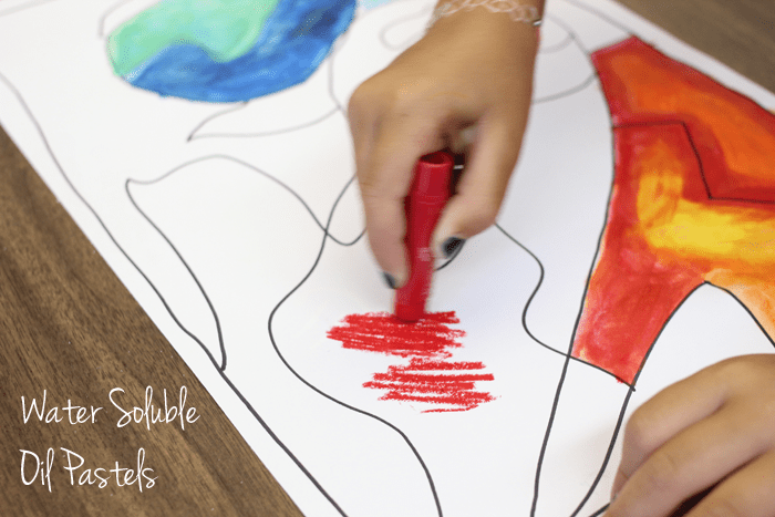 Using water-soluble oil pastels to create an easy abstract painting--without the mess.