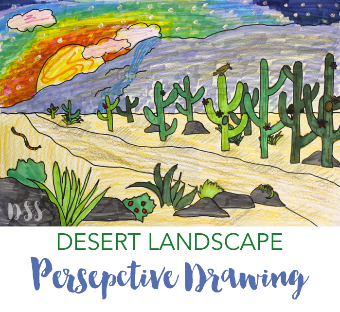 How to draw a perspective landscape: Desert