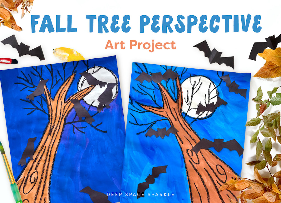 Fall Trees Perspective Art Project for October in the Art Room Lessons for Kids