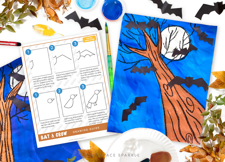 Fall Trees Perspective Art Project for October in the Art Room Lessons for Kids