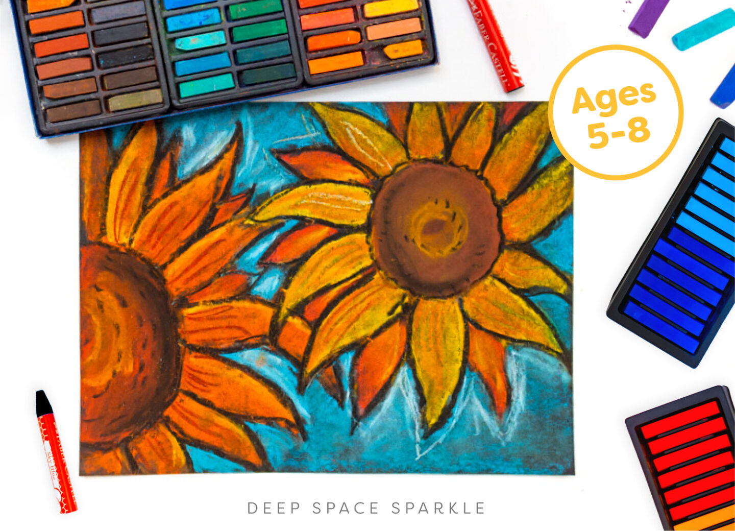 Ages 5 to 8 pastel Chalk Flowers Art Project Blog Graphics
