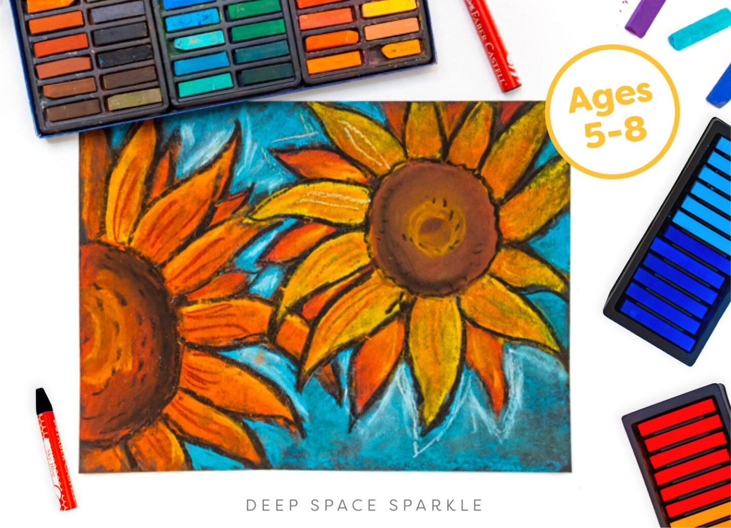 Chalk Flowers Art Project - 2 Ways, Deep Space Sparkle