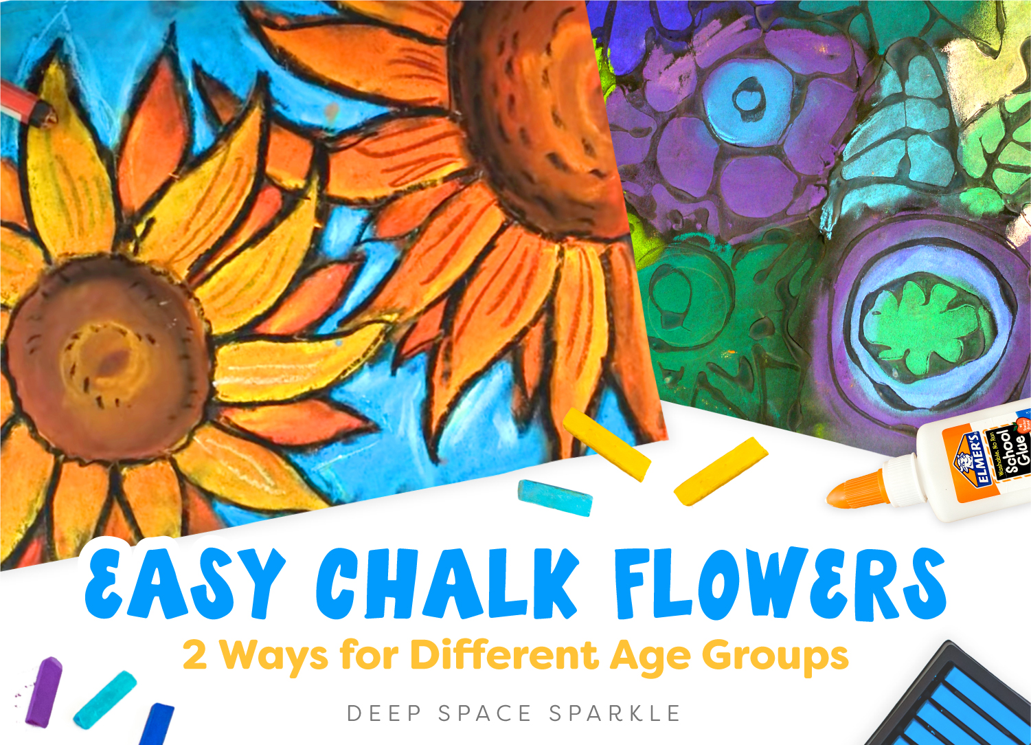 Chalk Flowers Art Project - 2 Ways