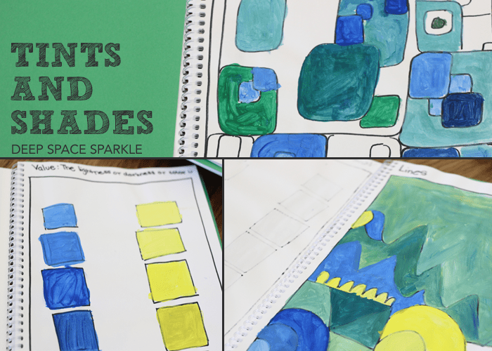 Sketchbook project: Creating Value with Paint. Art lesson for kids