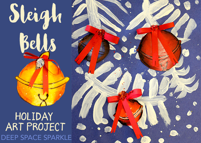 Draw, color and paint pretty sleigh bells. Holiday art project from Deep Space Sparkle