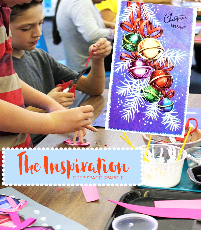 Draw, color and paint pretty sleigh bells. Holiday art project from Deep Space Sparkle