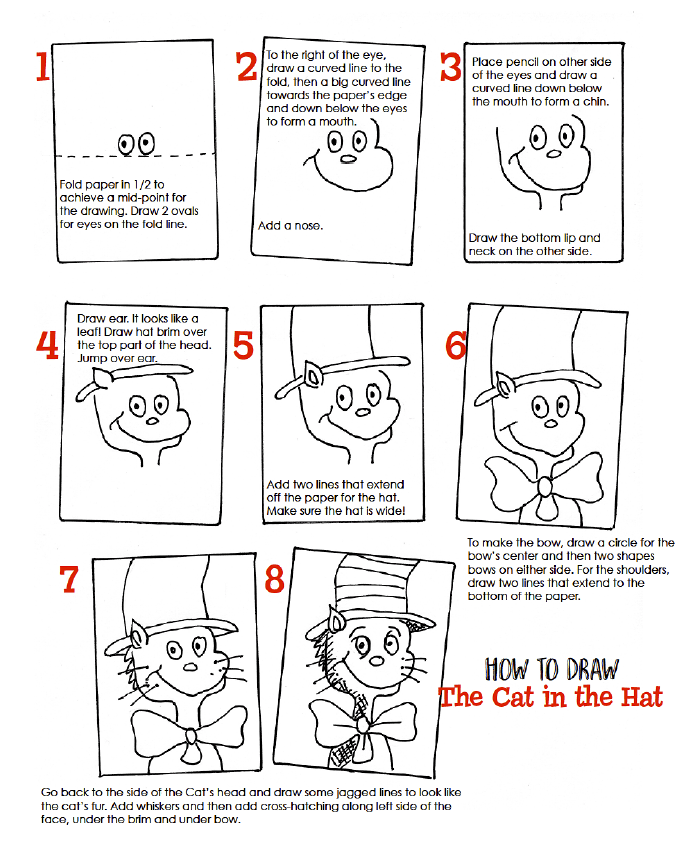 How to draw the Cat in the Hat: free drawing guide from Deep Space Sparkle
