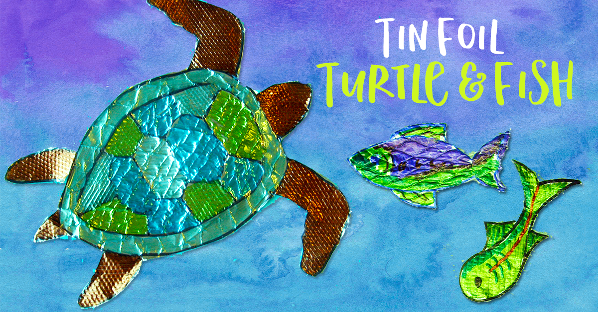 foil sea turtle fish collage