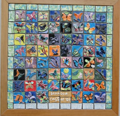 Butterfly ceramic tile mural art project fro kids