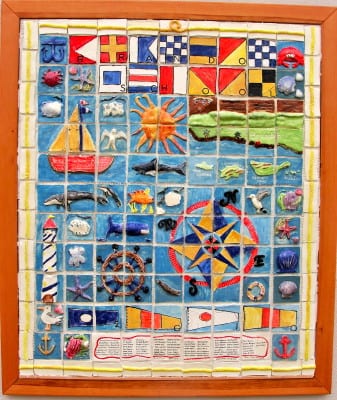 Nautical ceramic tile mural: collaborative art project for kids