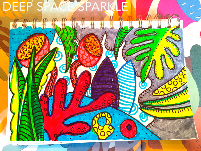 Easy drawing and coloring project for kids based on Matisse's Garden,