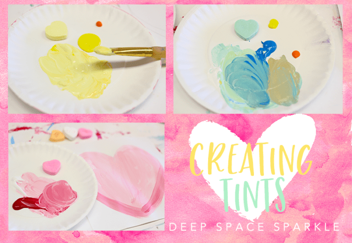 Candy Hearts Valentine's Day Art Project: Learn how to mix tints