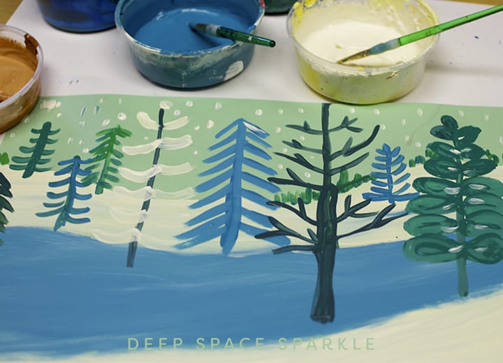 Winter landscape- painting the trees 