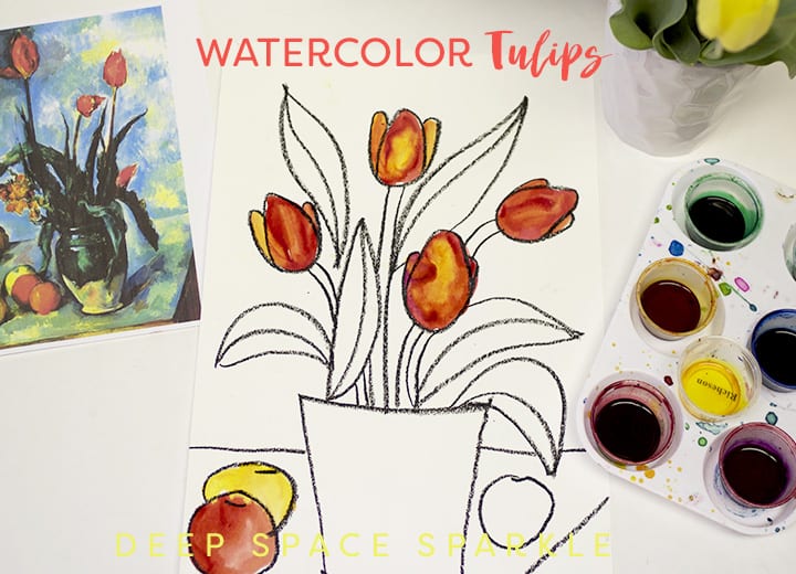 How to draw and paint a tulip: drawing guide and art lesson for kids