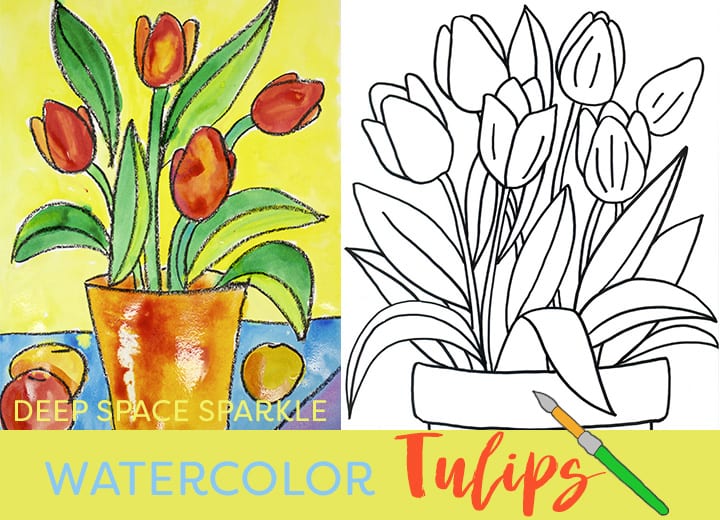 Watercolor Tulips Art Project | Deep Space Sparkle