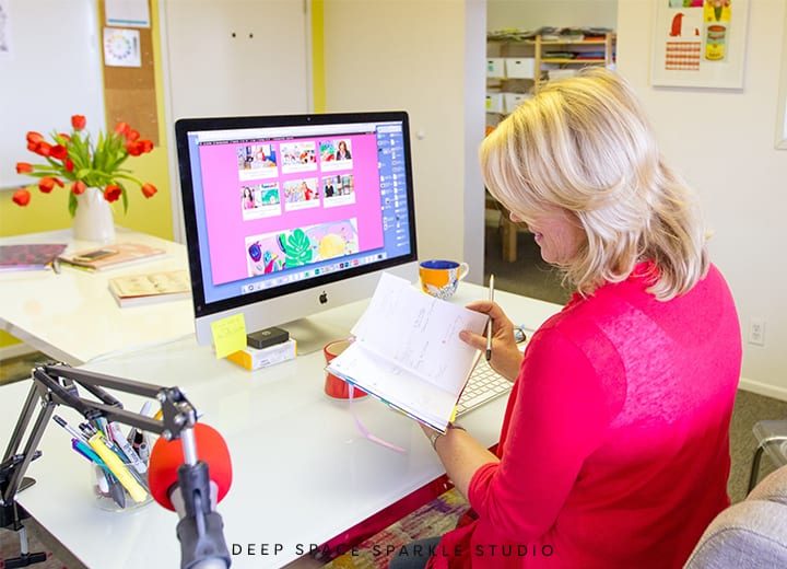 Where the magic happens. Patty's studio, desk and where she records Art Made Easy Podcast