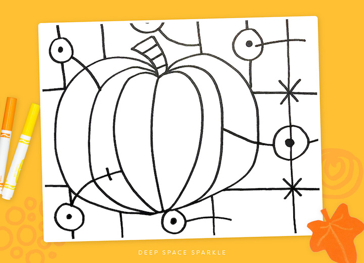 Draw and color a Romero Britto Inspired Pumpkin- Halloween Art project