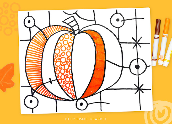 Draw and color a Romero Britto Inspired Pumpkin- Halloween Art project