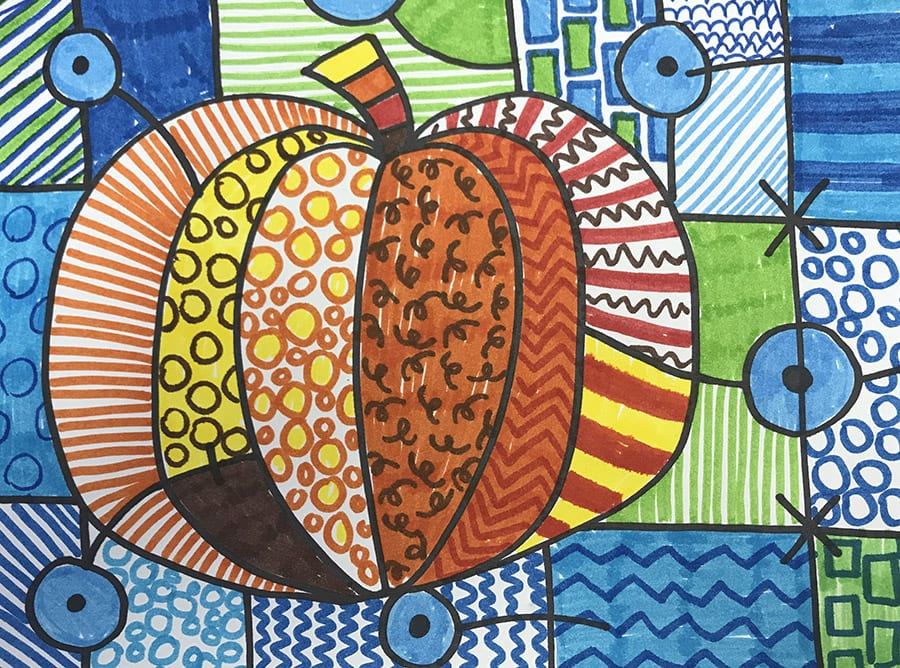 Britto Pumpkin Drawing: Halloween Art Project
