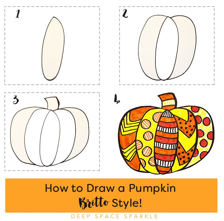 How to draw a pumpkin Britto Style