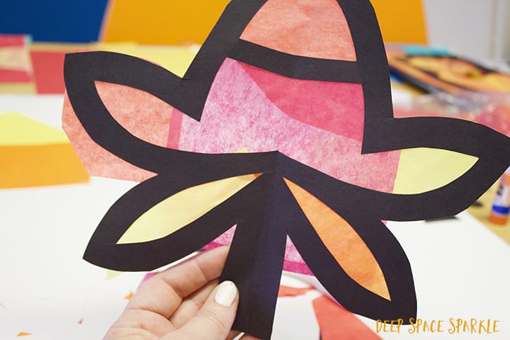 Fall Art Project for Kids: Leaf Silhouette with tissue paper