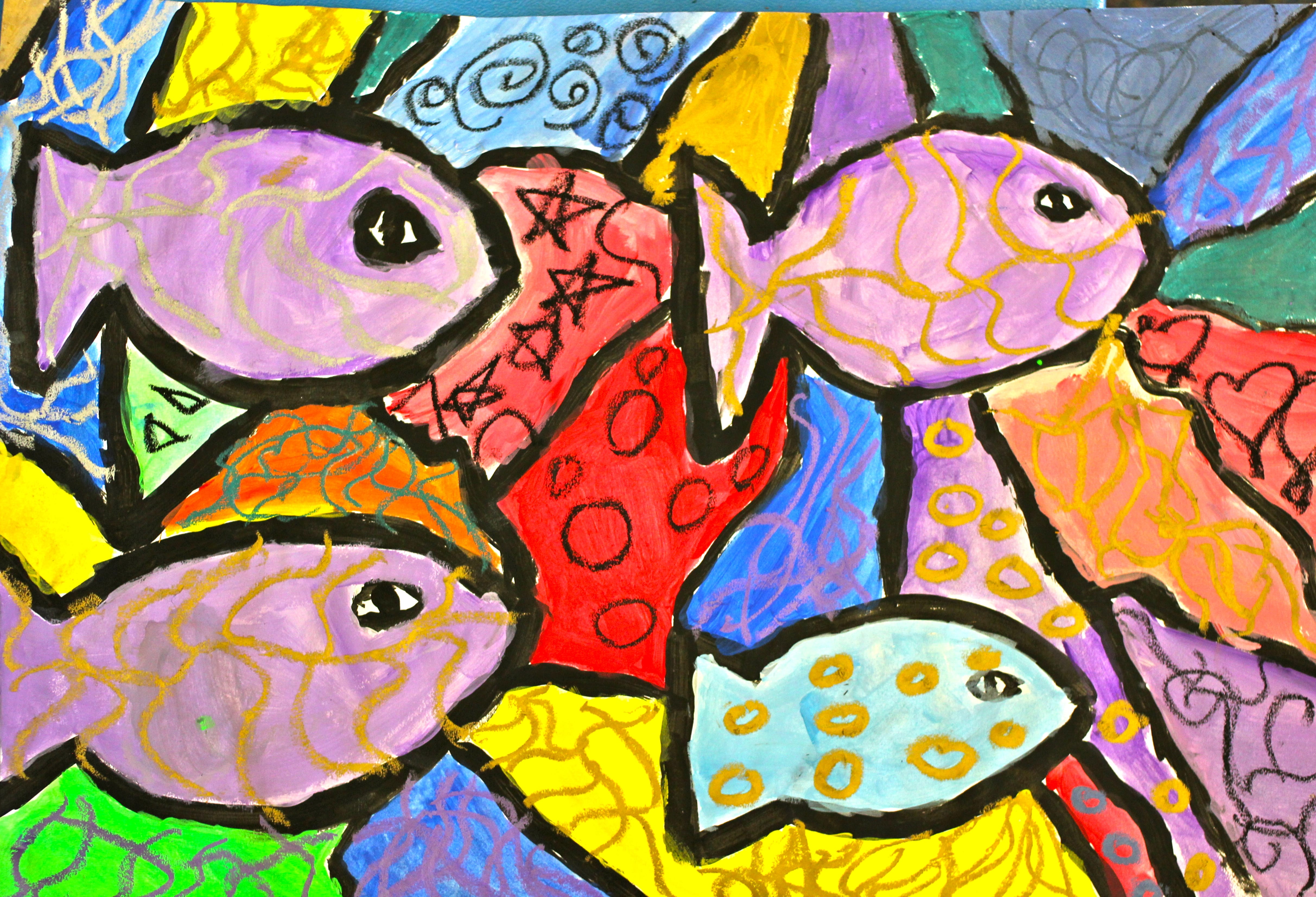 Teach children the elements of art: Movement Fish 