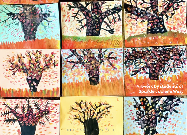 Falling Leaves art project for kids double-loading technique