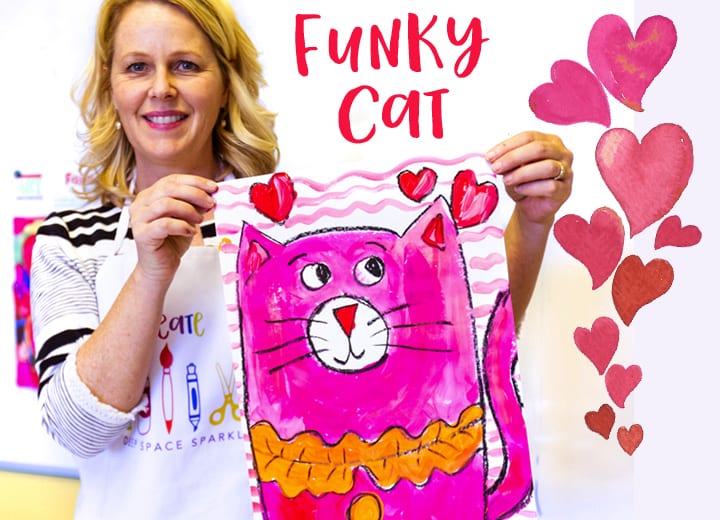 Funky Cat Valentine's Day Art Project | Patty Palmer