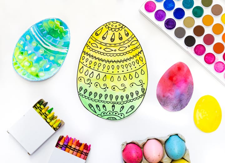 How to draw and paint a water color easter egg art lesson for kids